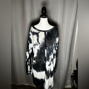 Hippie Black and White Tie-Dye Women's Dress